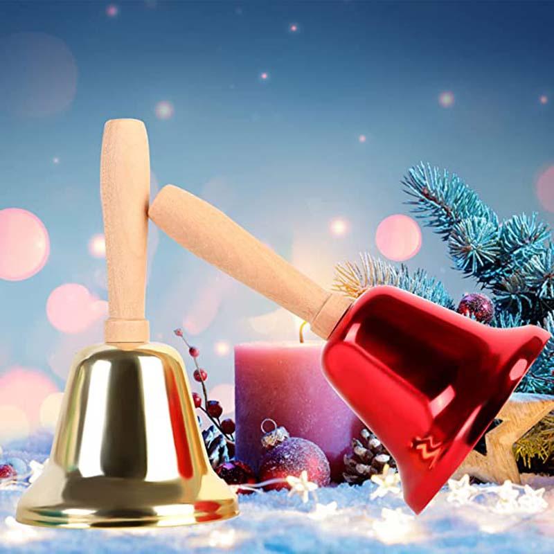 Chuông cầm tay 6.2cm có tay cầm bằng gỗ dùng cho tiệc Giáng Sinh