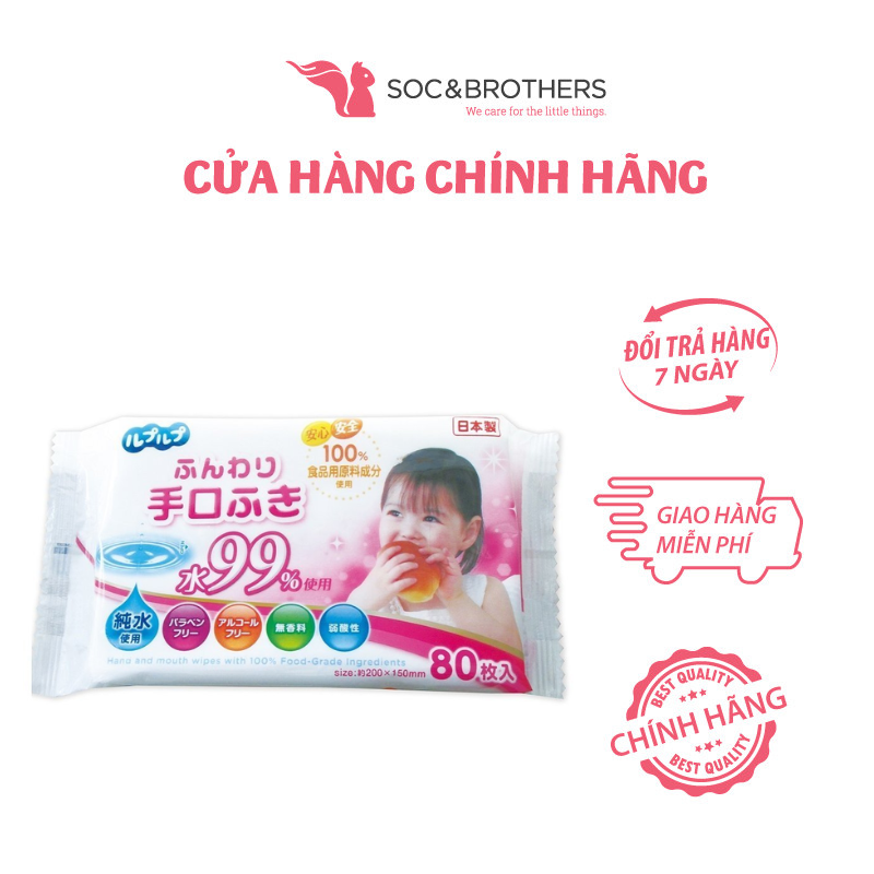 Giấy ướt dành cho tay và miệng 100% thành phần cấp thực phẩm Life-do.Plus LD-038 80 tờ