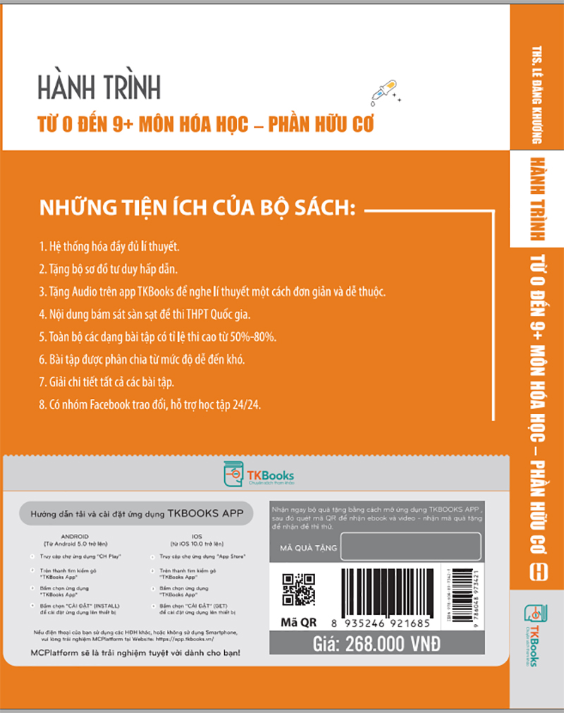 Hành Trình Từ 0 đến 9+ Môn Hóa học - Phần Hữu Cơ (Học kèm App TKBooks, tặng Ebook và Video, đề thi thử) (Tặng Bút Hoạt Hình Kute)