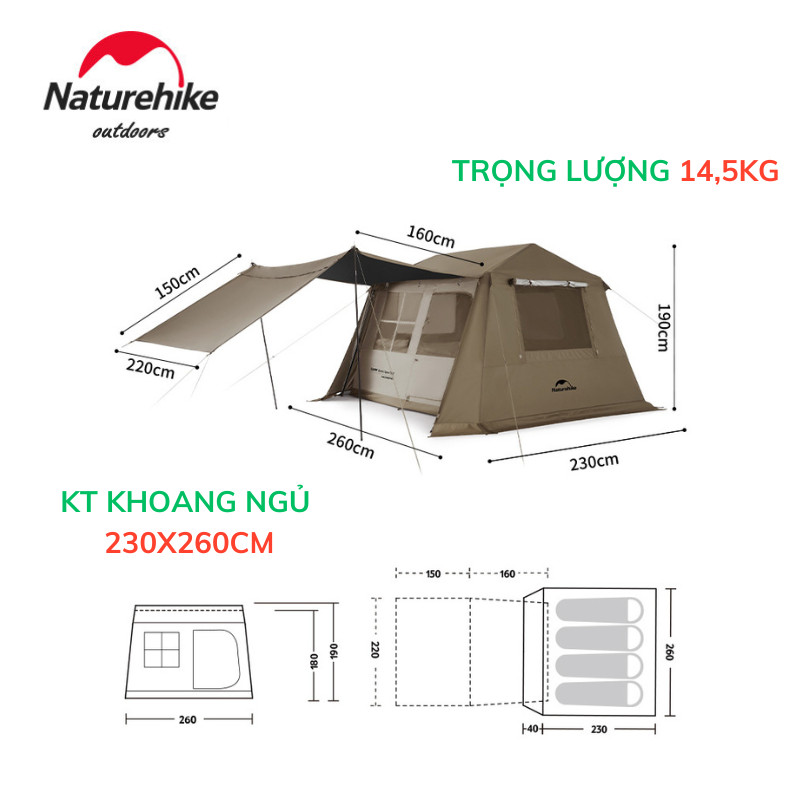 Lều cắm trại Village 6.0 lắp dựng nhanh thế hệ 2 NatureHike CNK2300ZP021