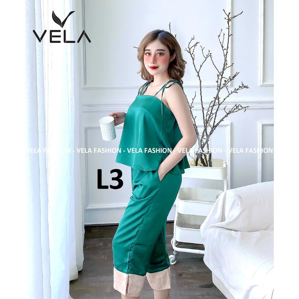 Bộ Lửng quần Lỡ 2 dây buộc nơ lụa Satin cao cấp