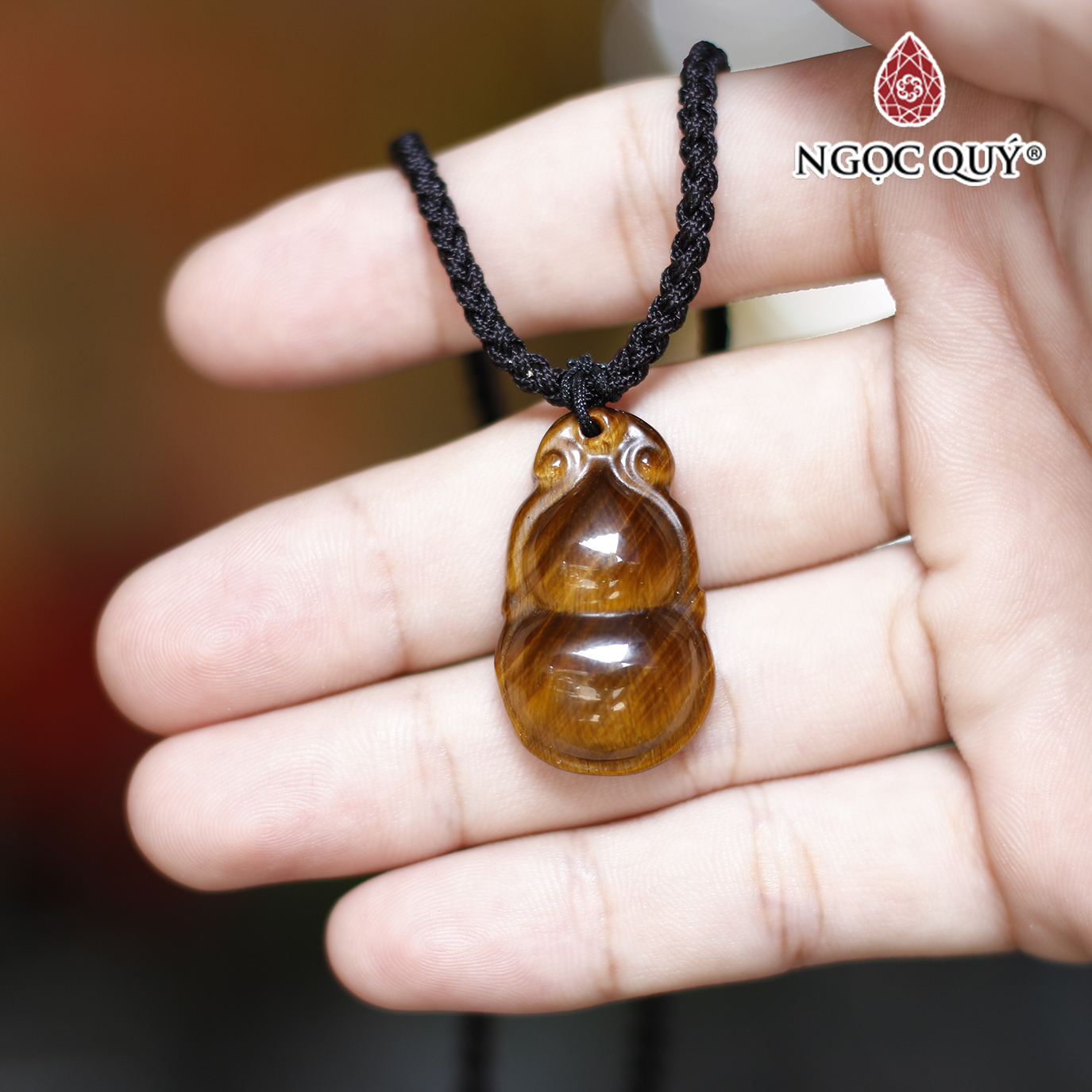 Mặt dây chuyền hồ lô mắt hổ vàng nâu mệnh thổ, kim - Ngọc Quý Gemstones