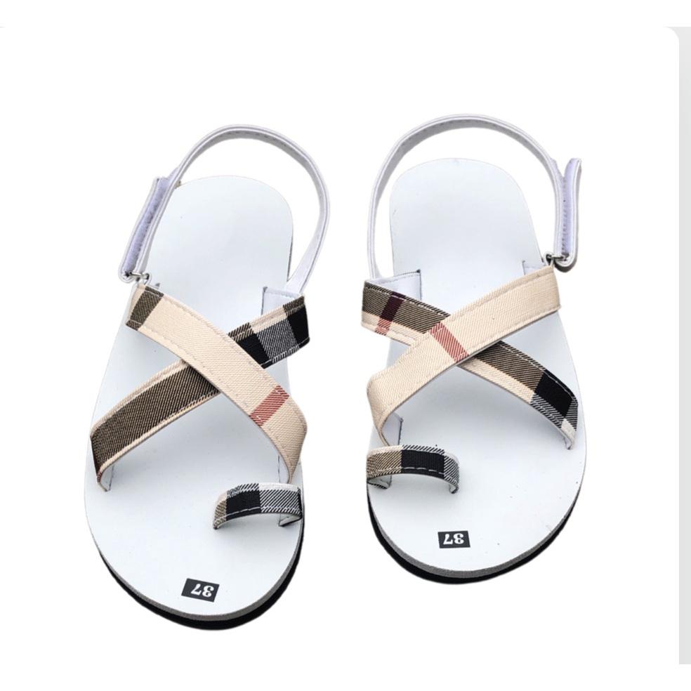 sandal đồng nai xăng đan nữ ( đế trắng quai ca rô sọc vàng ) size từ 35 nữ đến 42 nữ