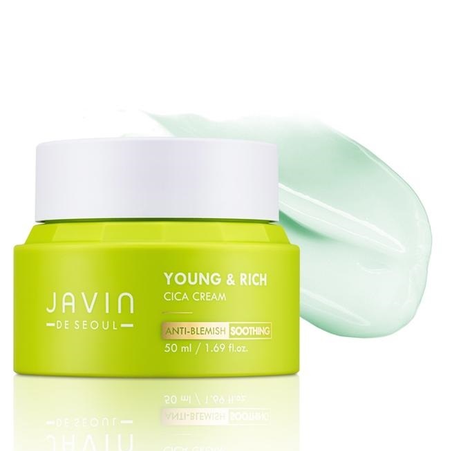 Kem ngừa mụn, trắng da JAVIN DE SEOUL YOUNG&amp;RICH CICA CREAM Hàn quốc 50ml Kèm 1 mặt nạ trà xanh dabo