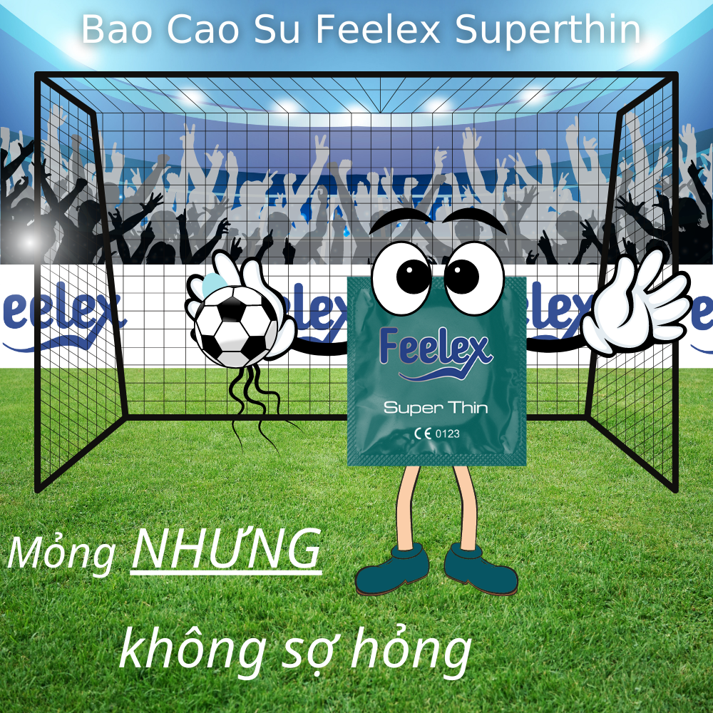 Bao cao su gia đình Feelex Superthin mỏng nhiều gel hương dâu - Hộp 30bcs