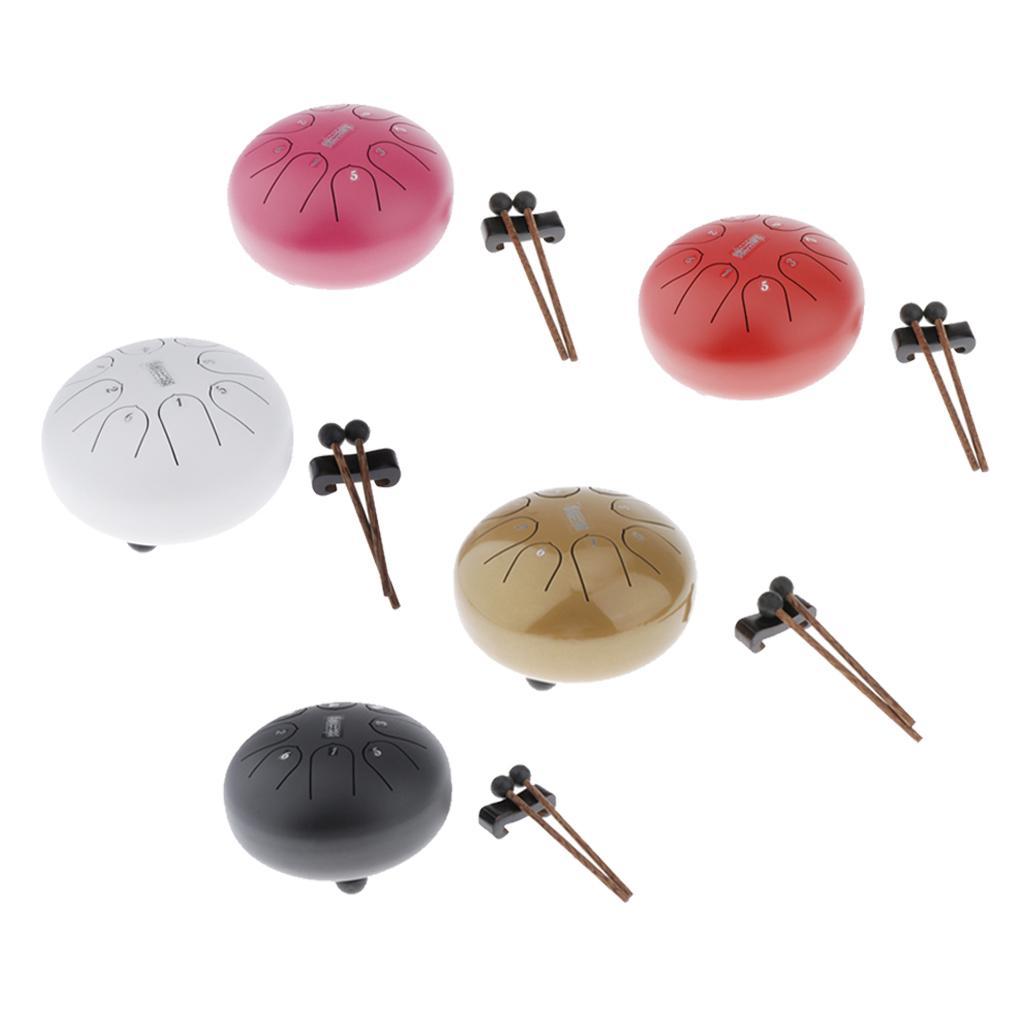 6 Inch Mini 8-Tone Steel Tongue Drum F Key Percussion Instrument Hand Pan Drum with 2pcs Drum Mallets