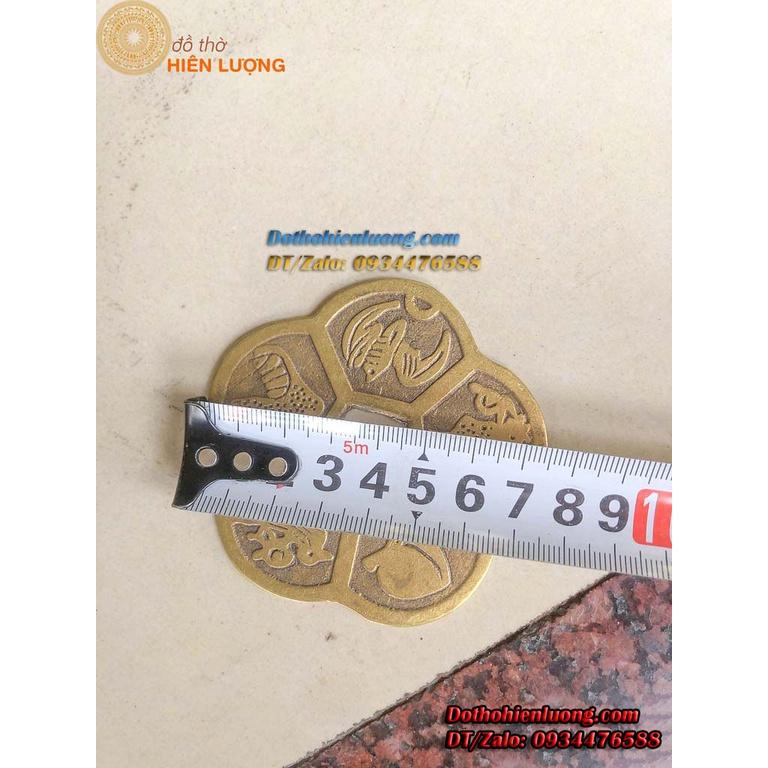 Đồng Tiền Hoa Mai Bằng Đồng Đường Kính 5cm Màu Vàng - Vật Phẩm May Mắn Để Trong Két Hoặc Ví