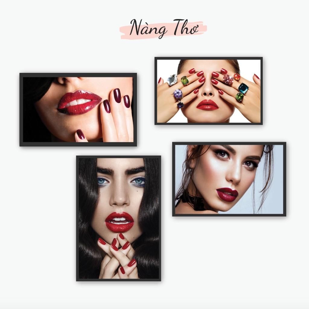BỘ 4 TẤM TRANH DÁN SALON TÓC, TIỆM NAILS & THẨM MỸ_DECAL VIP