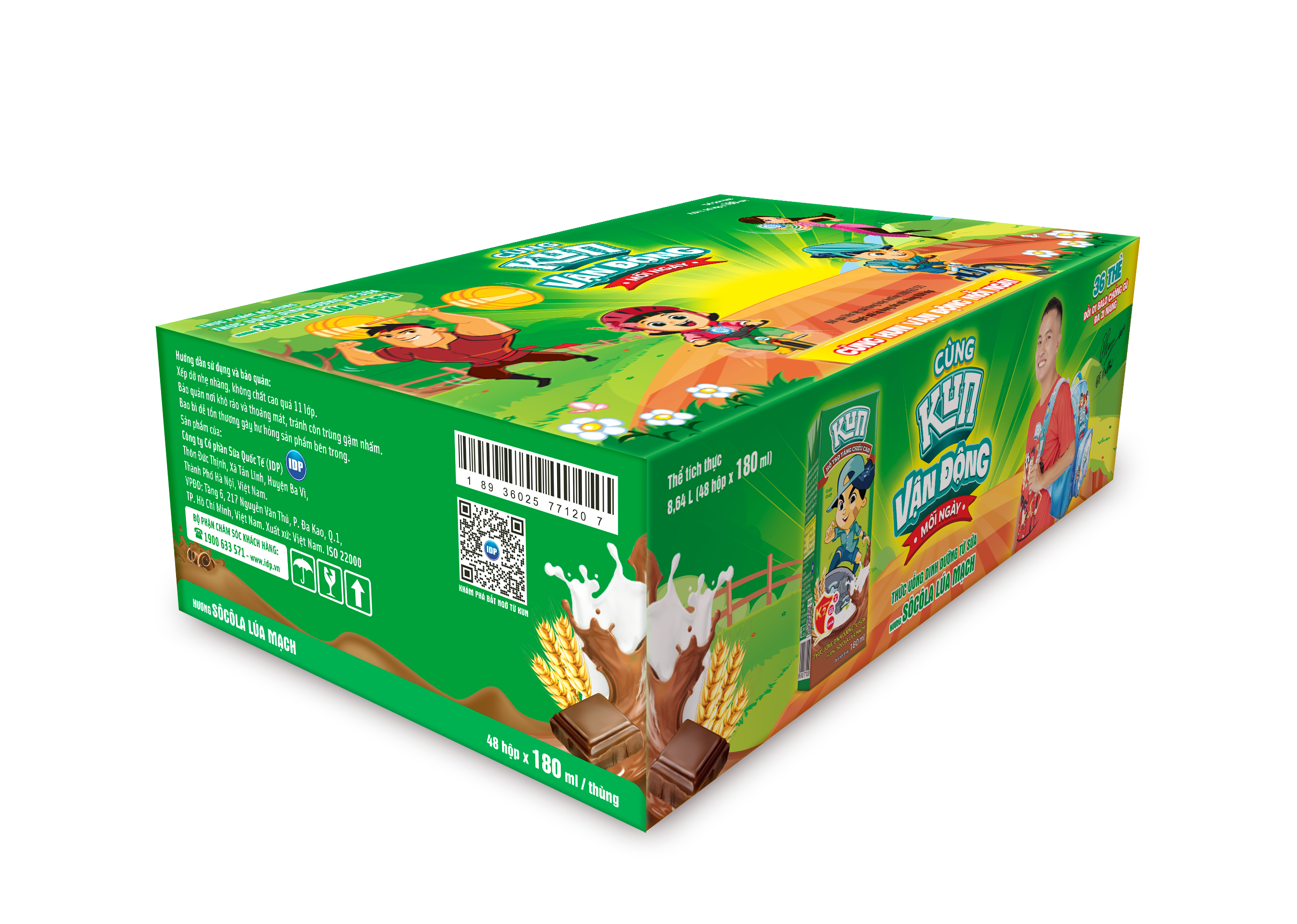 Kun thức uống dinh dưỡng vị Sôcôla lúa mạch thùng 48 hộp x 180ml