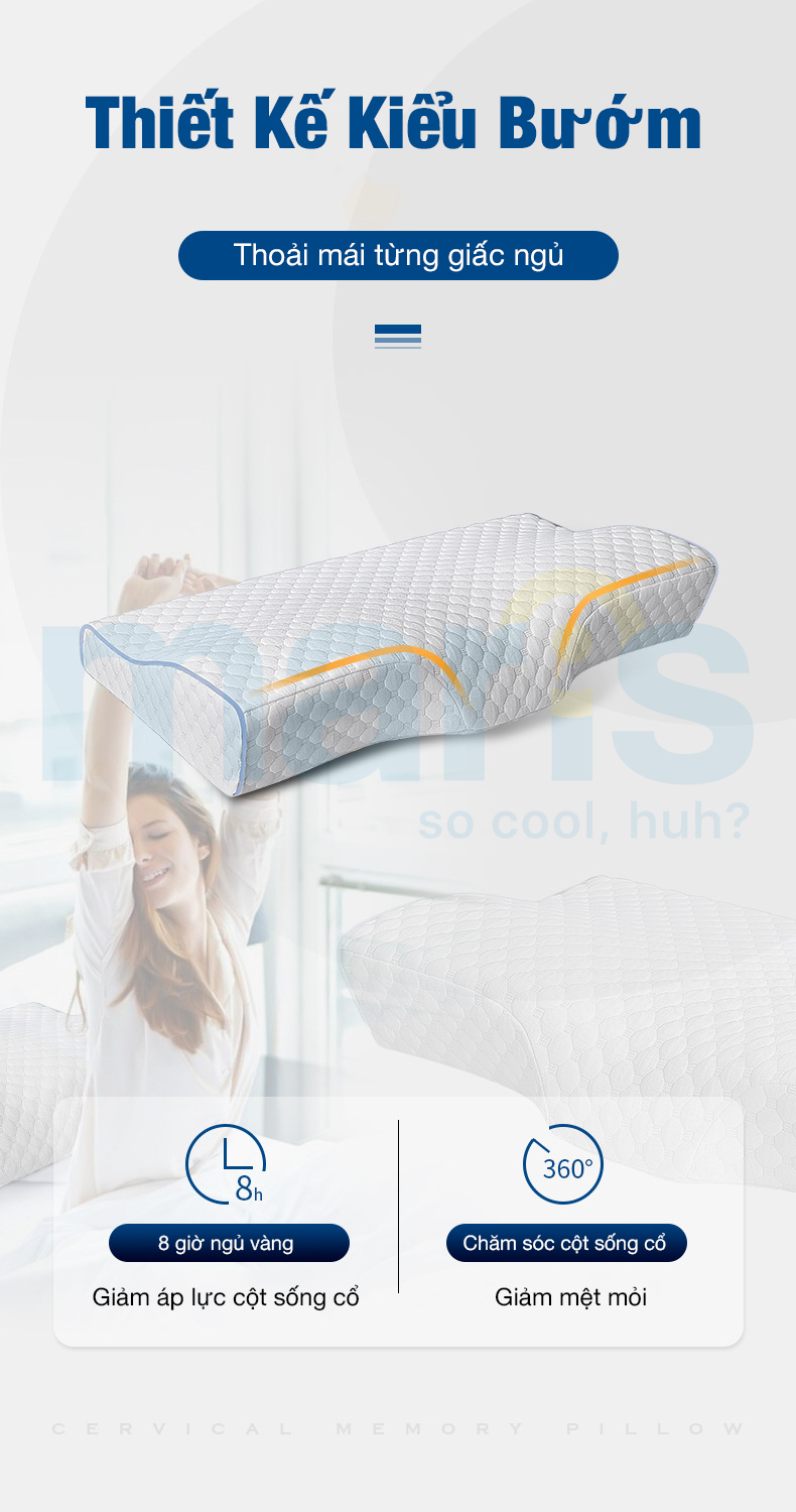 Gối Ngủ Cao Su Non Memory Foam Cao Cấp Maris MR-706 - chống đau mỏi vai gáy - đốt sống cổ