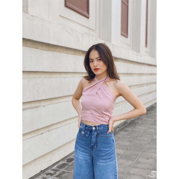 Áo croptop lụa chéo dây quyến rũ