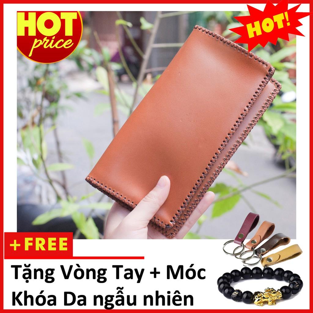 Ví da nam cầm tay da trơn màu nâu sang trọng - GV488 (VT)