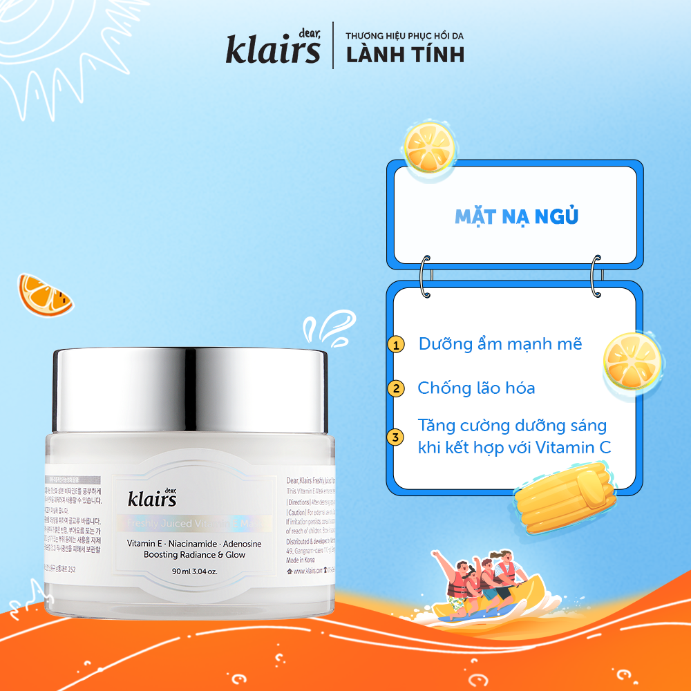 Mặt Nạ Ngủ Dưỡng Da Dear, Klairs Freshly Juiced Vitamin E Mask 90Ml - 90Ml