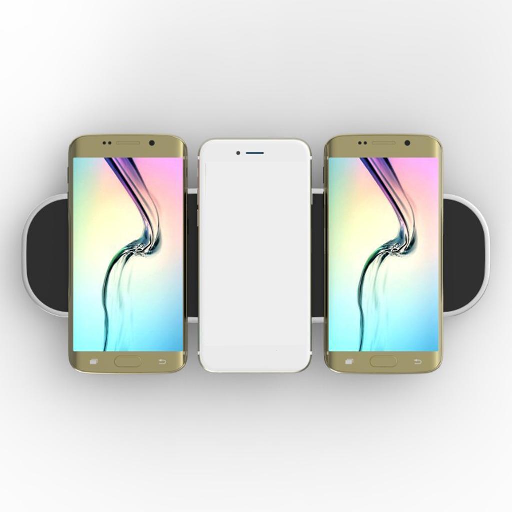 Multifunction Wireless Charger Triple Stand Fast Charging Pad Black