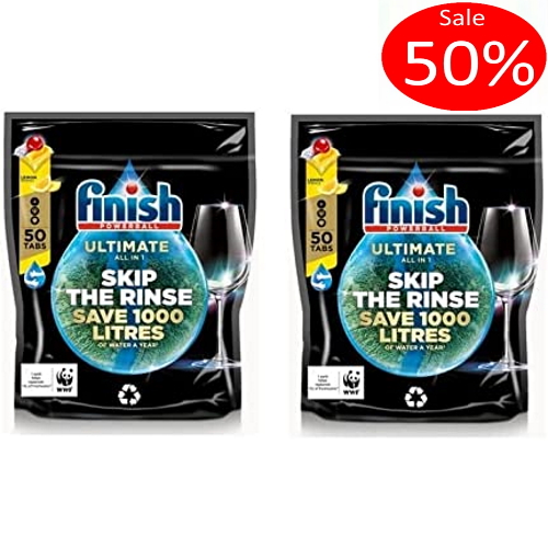 Combo 2 túi Viên rửa bát Finish Quantum Ultimate 50 Viên dùng cho máy rửa bát ( 50x2=100 tabs ), Viên finish quantum Ultimate chỉ cần dùng 1 viên là đủ với 14 chức năng trong 1