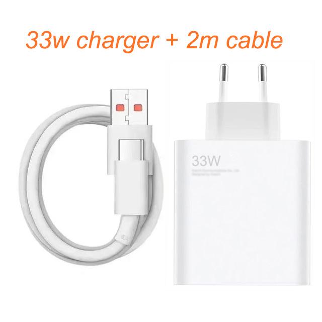Sạc Xiaomi 33w EU Cáp Turbo Charge type C Cho Xiaomi redmi note 9 12 pro POCO X3 nfc Mi 10 9 note 10 10X LITE Màu sắc: EU Sạc thêm 2m