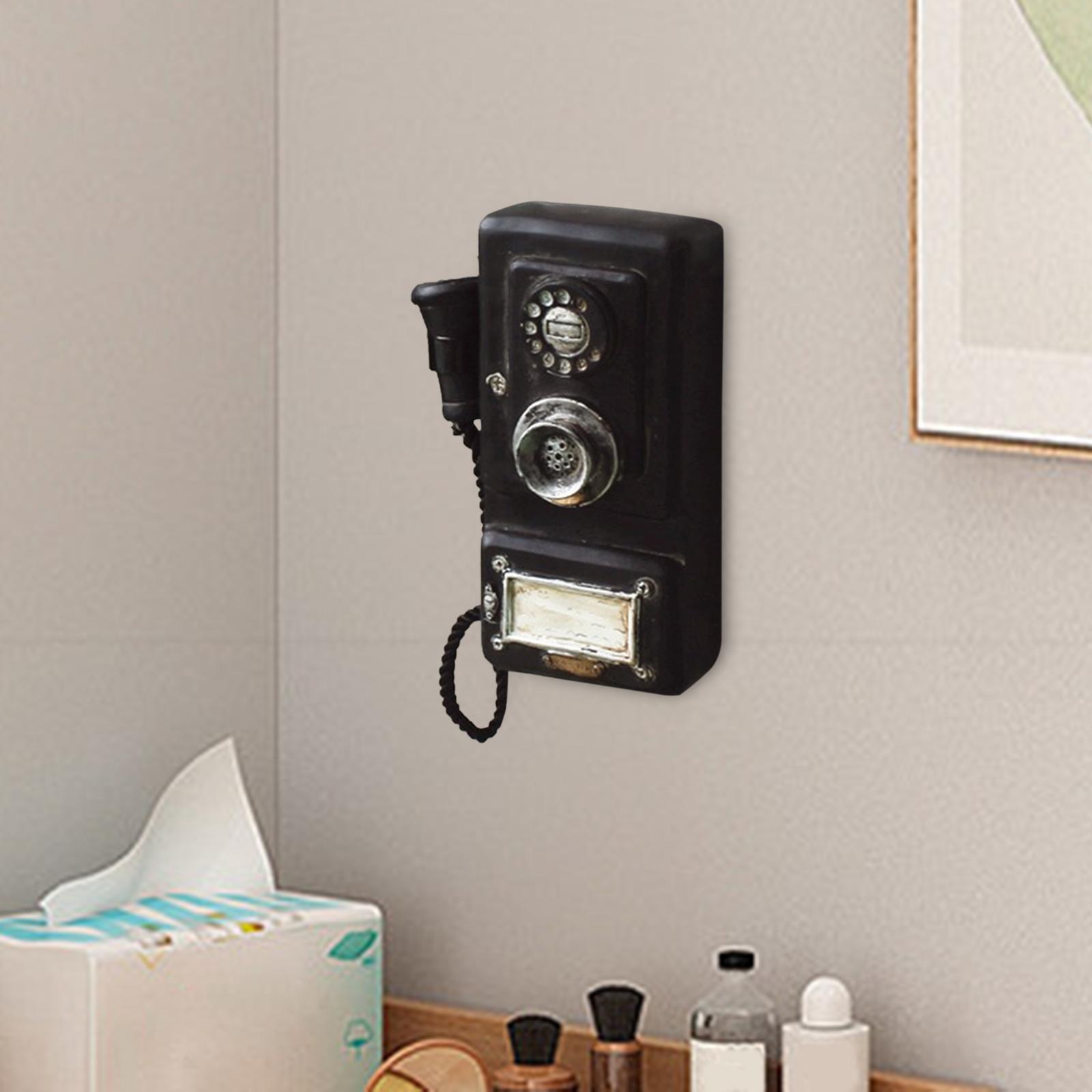 Retro Telephone Wall Art Sculpture Artwork Corded Phones Antique Rotary Dial Telephone for Window Display Hotel Shop Gifts Decors