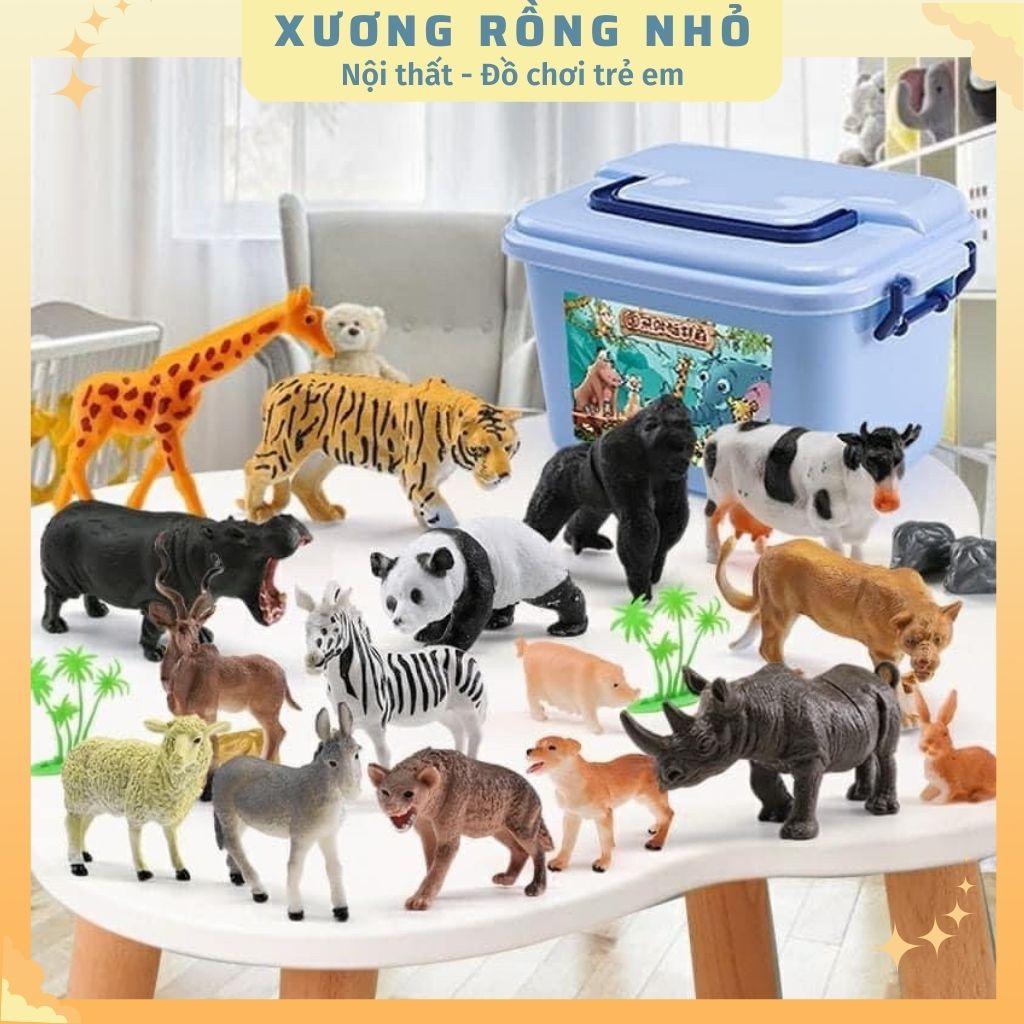 Bộ đồ chơi mô hình động vật 58 chi tiết thú rừng hoang dã, nhựa an toàn giúp bé nhận biết thế giới xung quanh