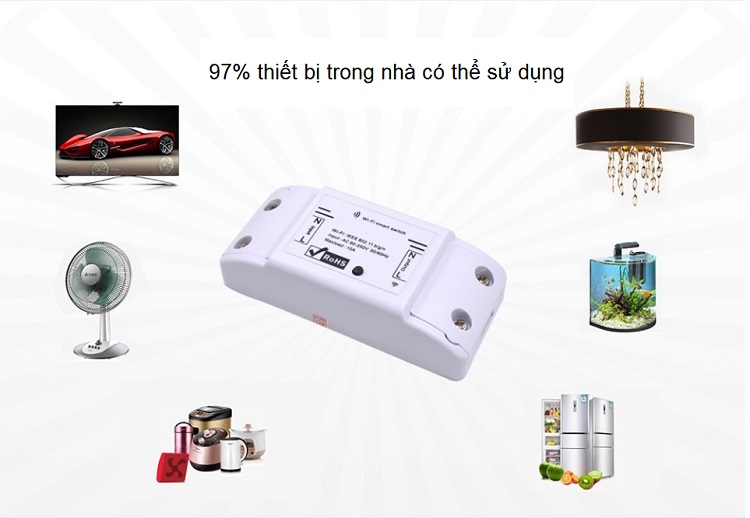 Công tắc bật tắt thông minh điều khiển từ xa wifi cao cấp 10A qua ứng dụng trên điện thoại ( Tặng kèm 03 nút kẹp cao su giữ dây điện cố định ngẫu nhiên )