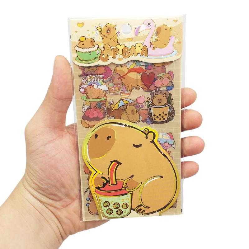 Bộ 4 Tờ Sticker Capybara Vui Nhộn - WanLongDa 2113 (Mẫu Bao Bì Giao Ngẫu Nhiên)