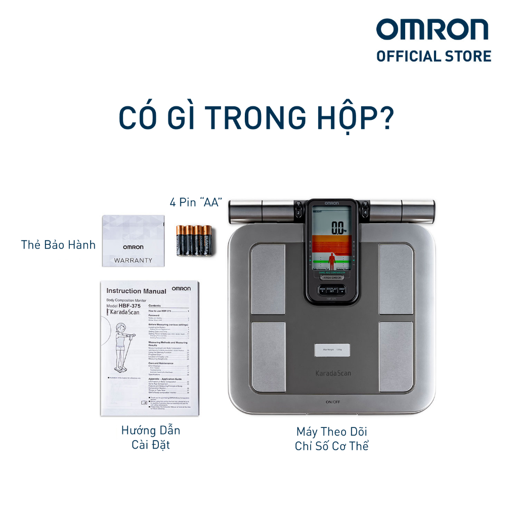 Máy Đo Thành Phần Cơ Thể OMRON HBF-375 - 8 Cảm Biến Ở Cả Tay Và Chân