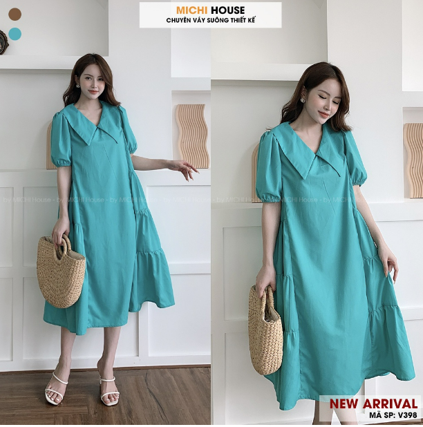 Đầm Suông MICHI House - V398 Váy Xuông Rộng Có Cổ Freesize Chất Thô Mát Có Thể Mặc Bầu
