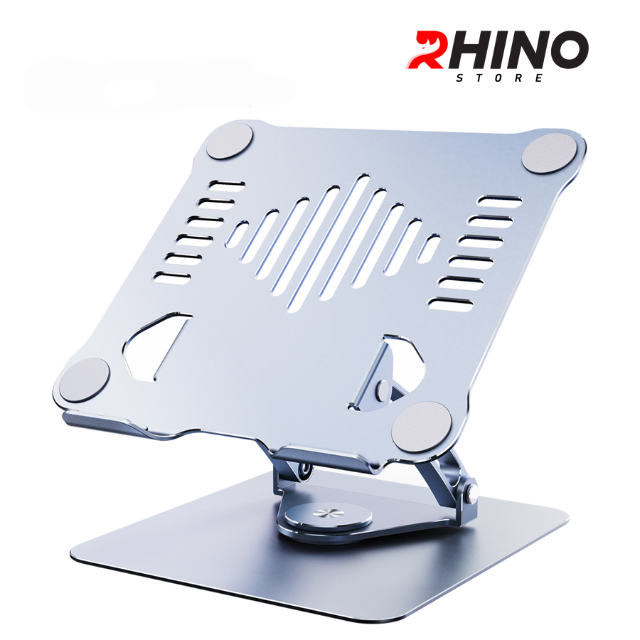 Kệ đỡ Laptop xoay 360° tản nhiệt Rhino KL301, giá đỡ máy tính nhôm cao cấp, gấp gọn - Hàng chính hãng