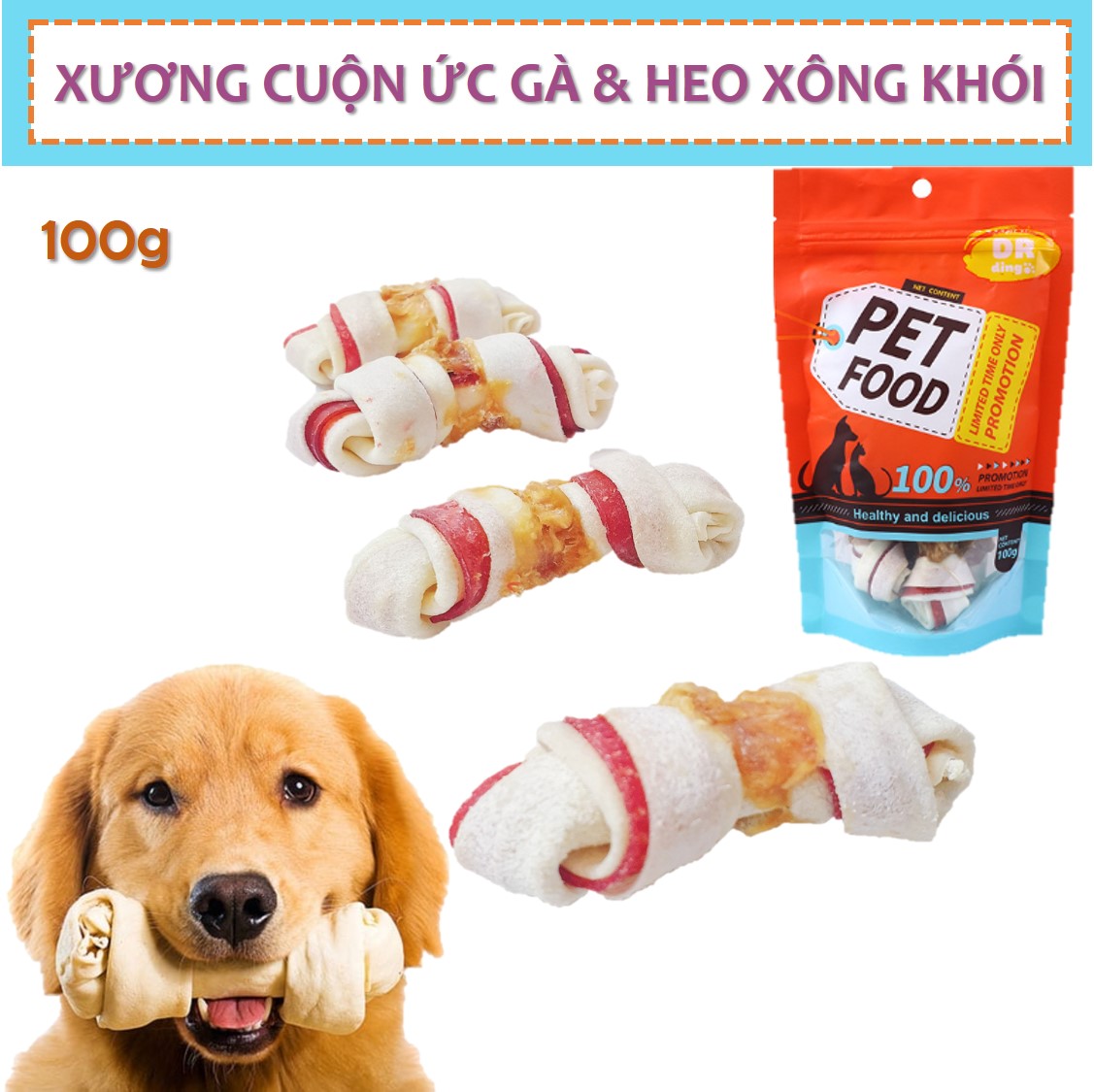 Xương cuộn ức gà dành cho chó