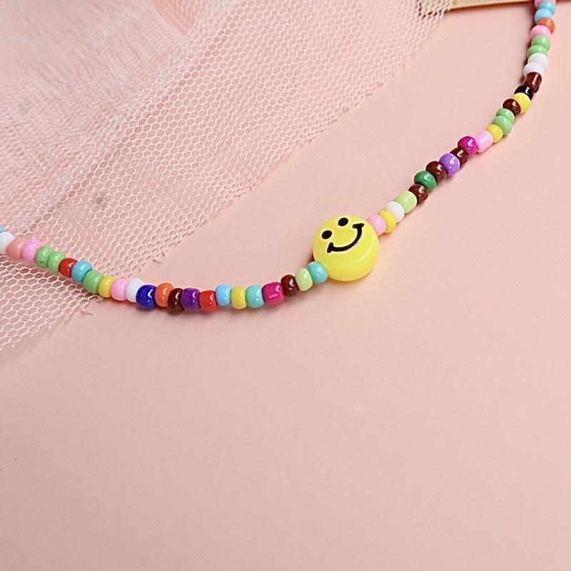 N123 Dây chuyền handmade hạt cườm nhiều màu mặt cười phong cách Hàn Quốc Lisa blackpink xinh xắn