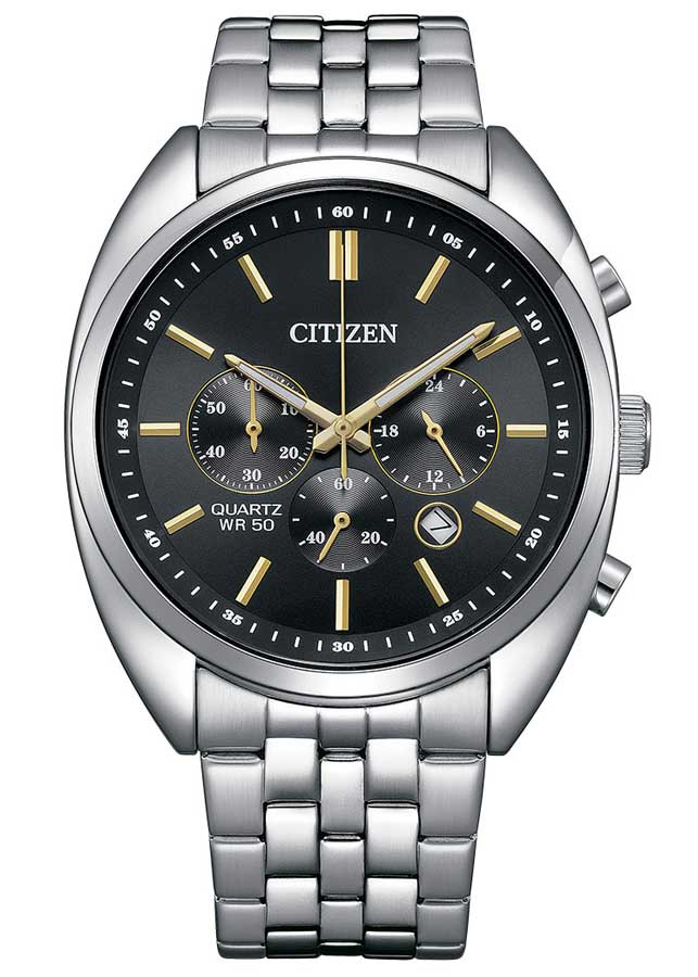 Đồng Hồ Citizen Nam Dây Kim Loại Pin (Quartz) AN8210-56E (42mm) - Mặt Đen