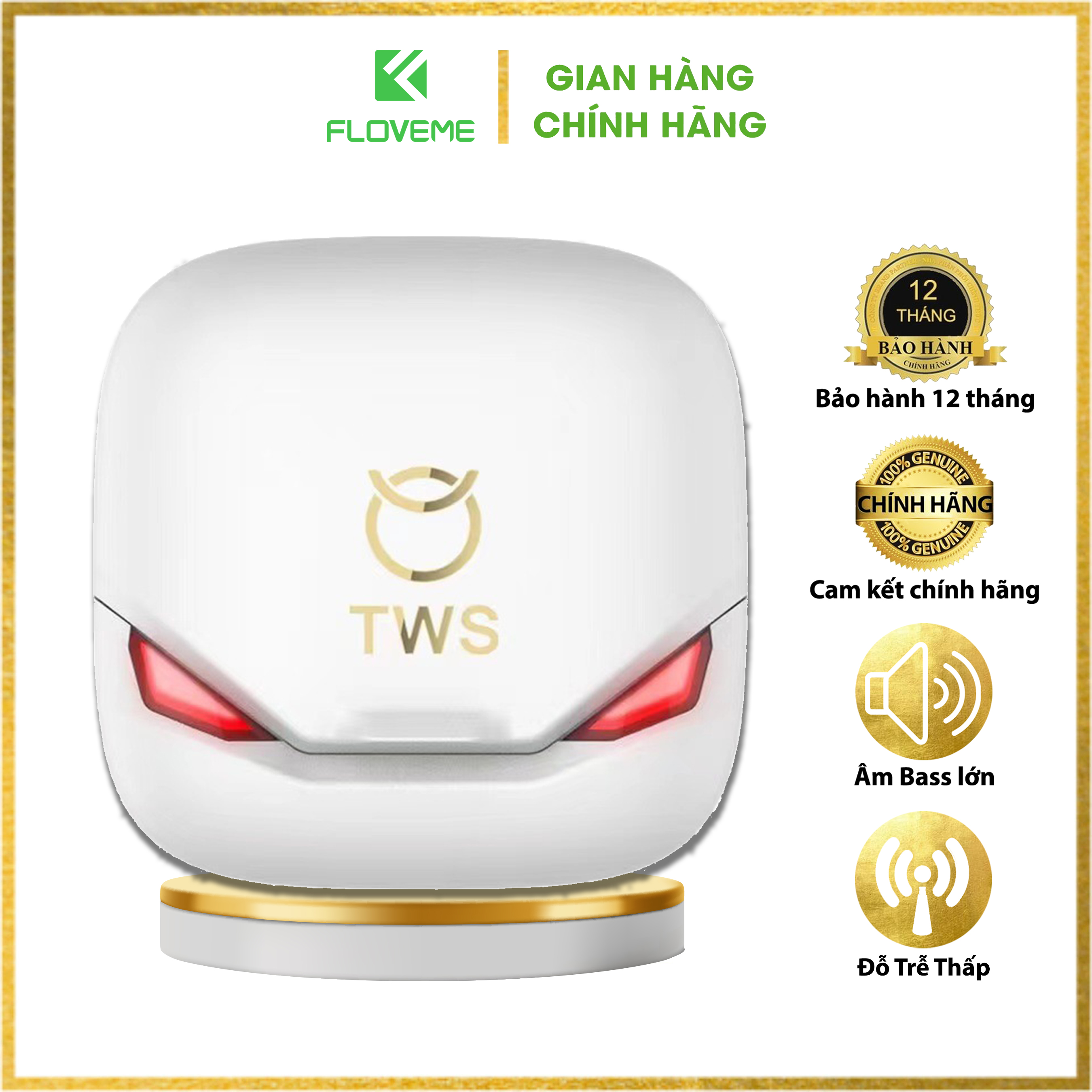 Tai nghe không dây Gaming Floveme HQ10 Bluetooth 5.0 TWS - tích hợp công nghệ Dual Micro thông minh - Đỗ trễ thấp - thiết kế nhỏ gọn - Hàng chính hãng