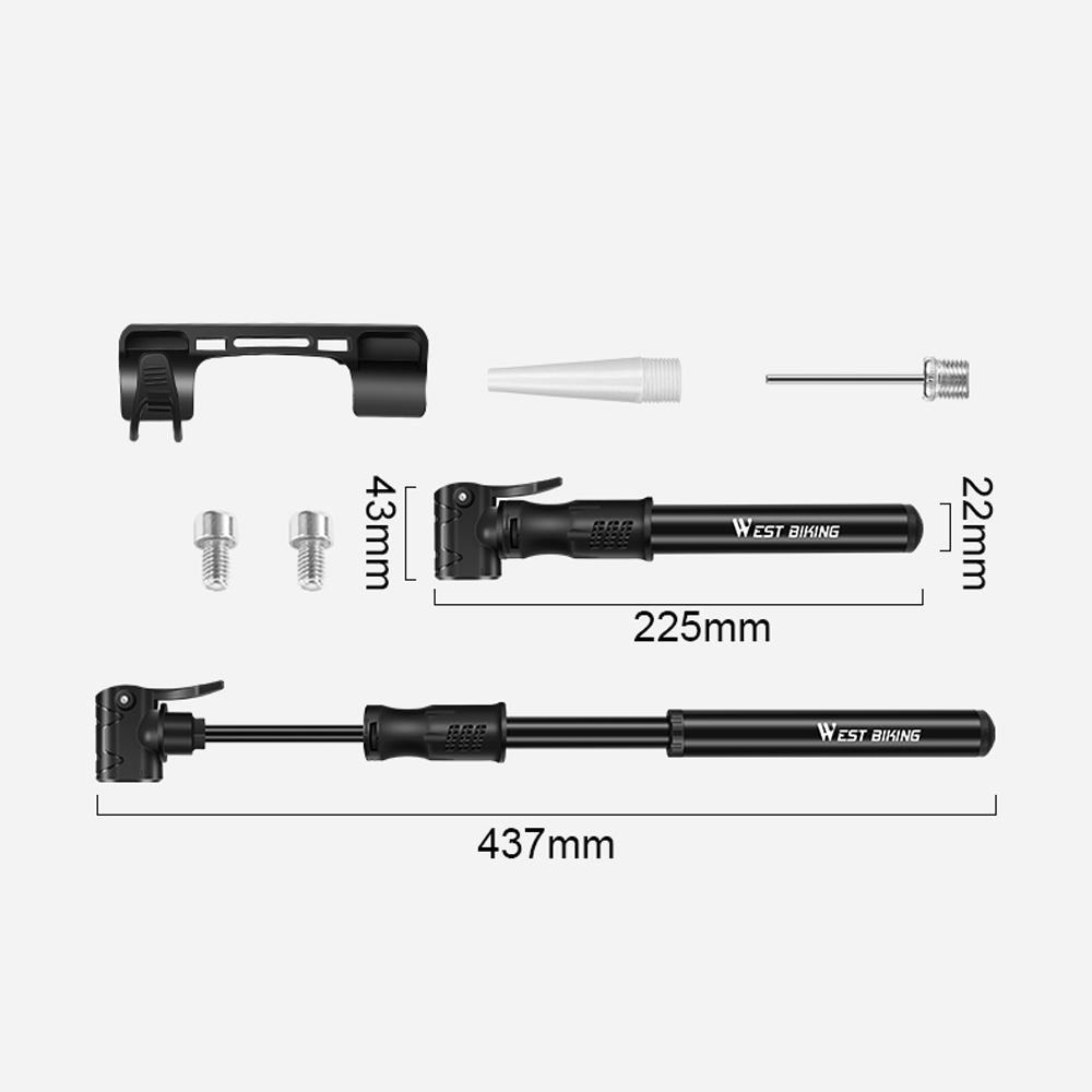 WEST BIKING Mini 100PSI Foot Bicycle Tire Pump Portable Mountain Bike Inflator Basketball Inflator Hand Pump Cycling Accessory