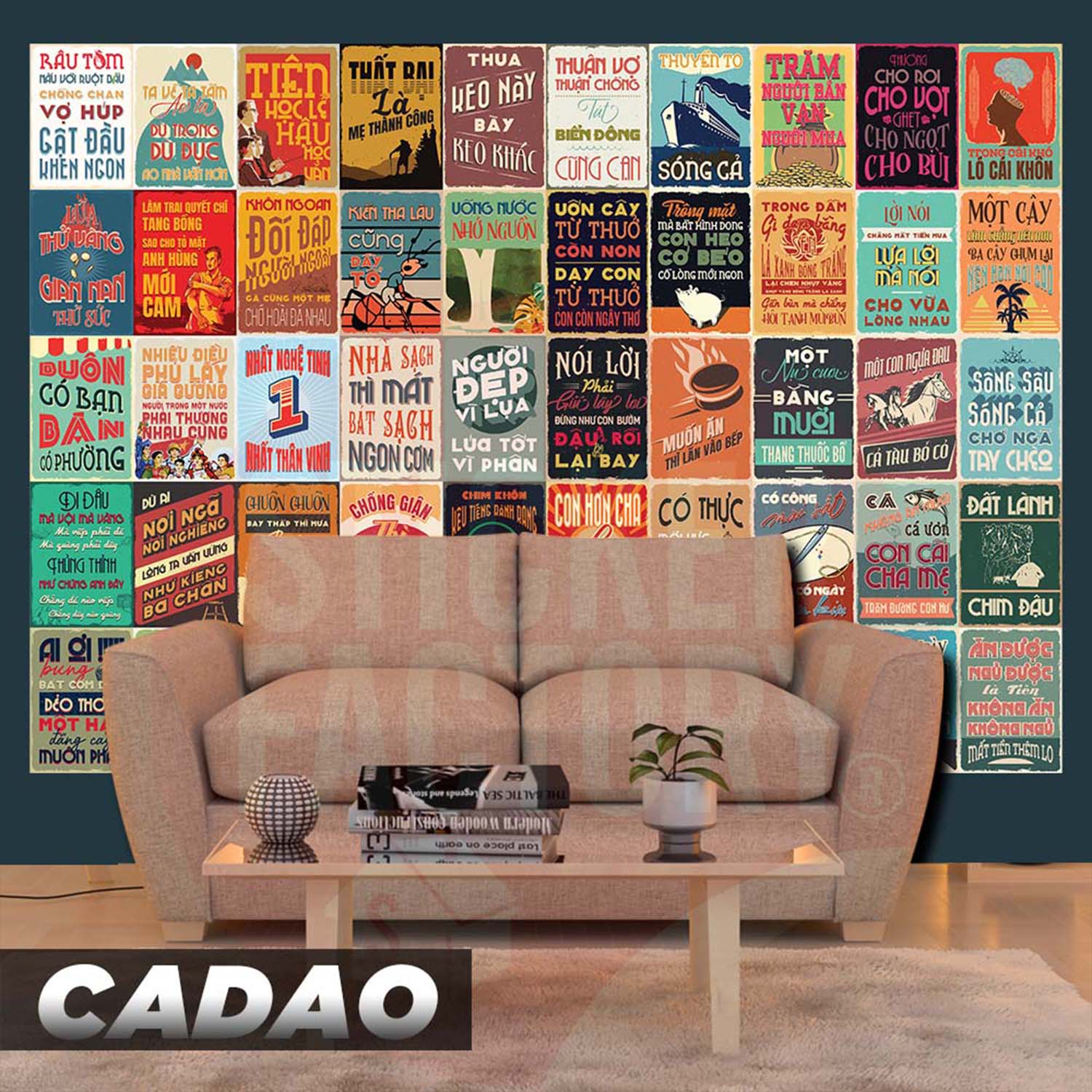 PROPAGANDA CA DAO TỤC NGỮ VIỆT NAM - Set 50 Poster A4 dán tường trang trí decor STICKER FACTORY