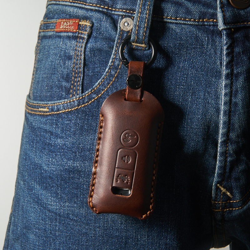 Bao da chìa khóa dành cho Honda Pcx dạng dẹp vintage da bò