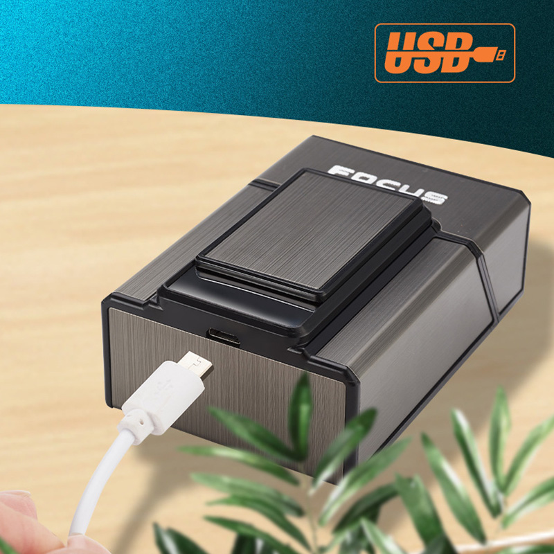 Bật Lửa Điện Kiêm Hộp Đựng Thuốc 20Đ Focus YH071 - Sạc Điện