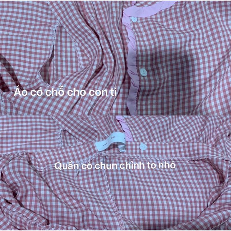 Bộ bầu chất đũi Hàn cao cấp️bộ sau sinh thiết kế sang chảnh️ có khóa cho con ti, quần có chun chỉnh️free size 43~65kg