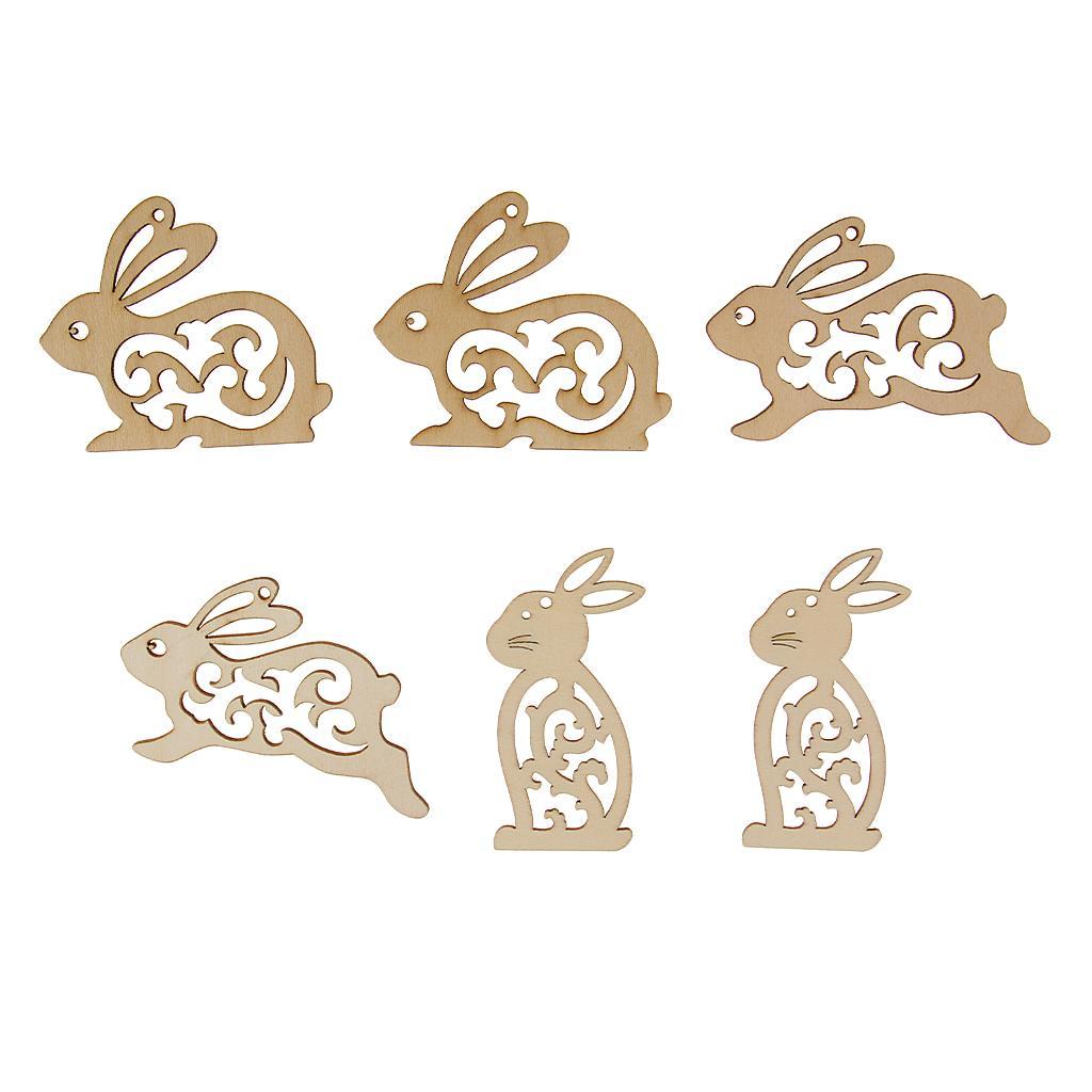 20 Pieces Unfinished Wood Hollow Rabbit Shape Wooden Pieces Embellishment for Kids Handmade Crafts 100mm