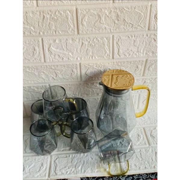 BỘ BÌNH + 6 CỐC THUỶ TINH PHA LÊ NHŨ ÁNH VÀNG