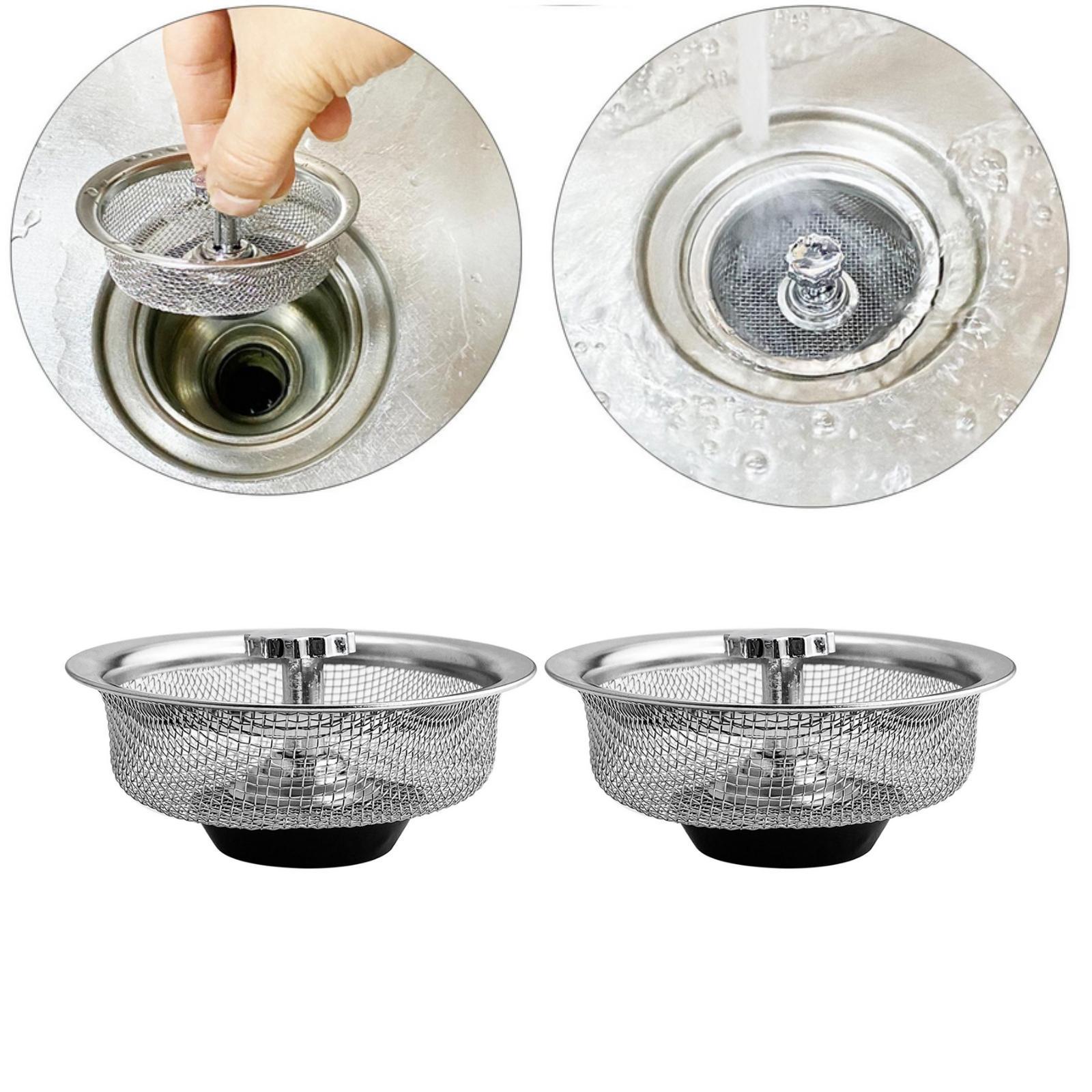 2PCS Kitchen Sink Strainer for Standard Drain 3-1/2" Bathroom Sink Premium