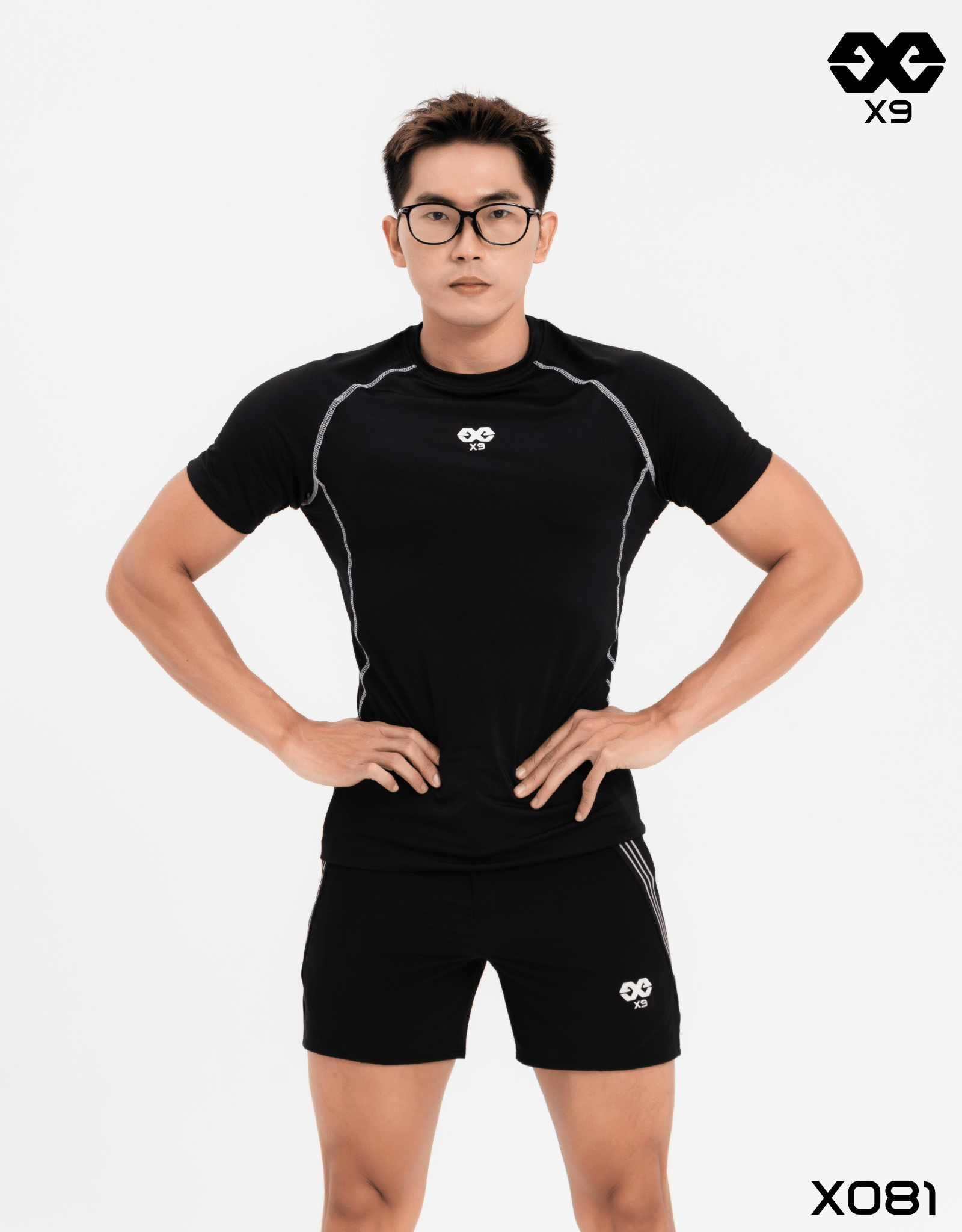 Áo Thun Nam Ngắn Tay Thể Thao Ráp Lăng Tập Gym Chạy Bộ Cầu Lông Bơi Lội Ôm Body Co Giãn 4 Chiều - X9 Sportswear - X081