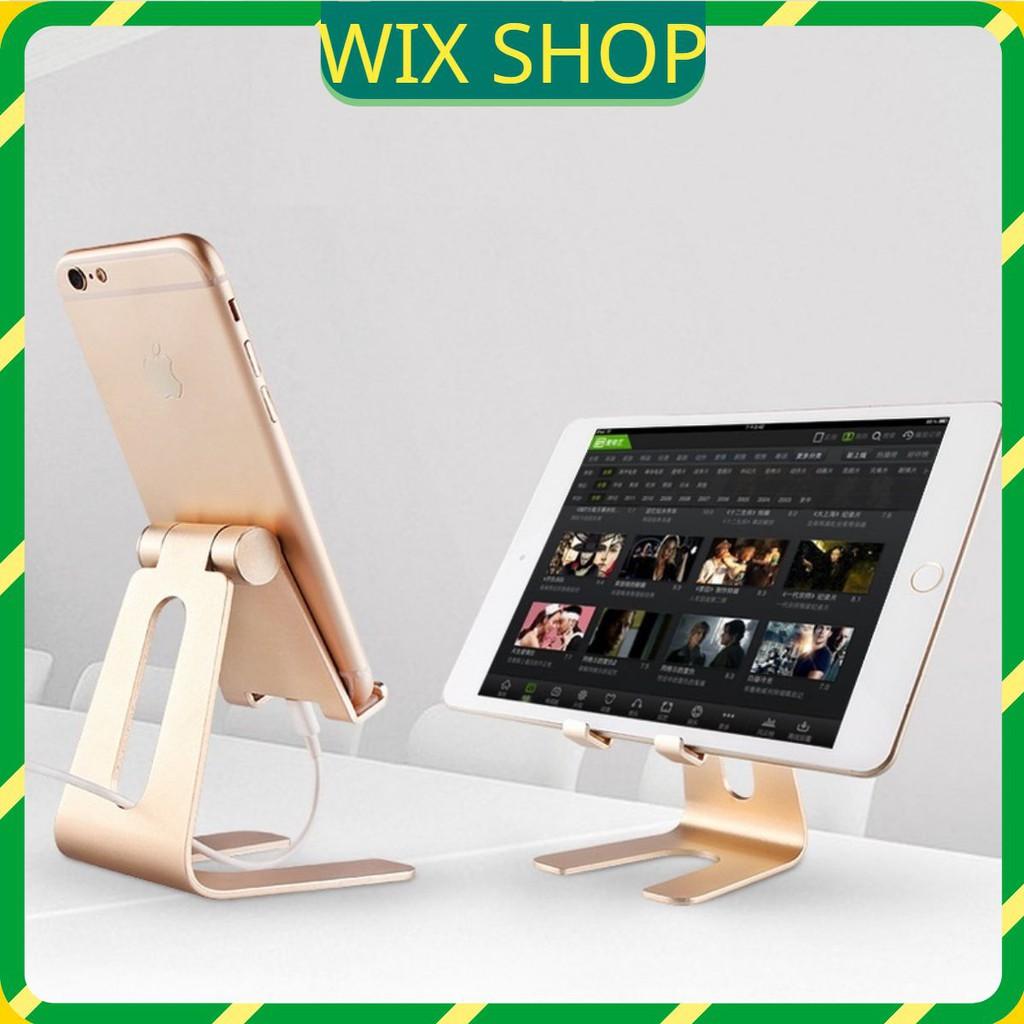 Giá kê đỡ điện thoại, ipad, máy tính bảng bằng hợp kim chắc chắn, điều chỉnh góc nghiêng, gập cất gọn gàng.