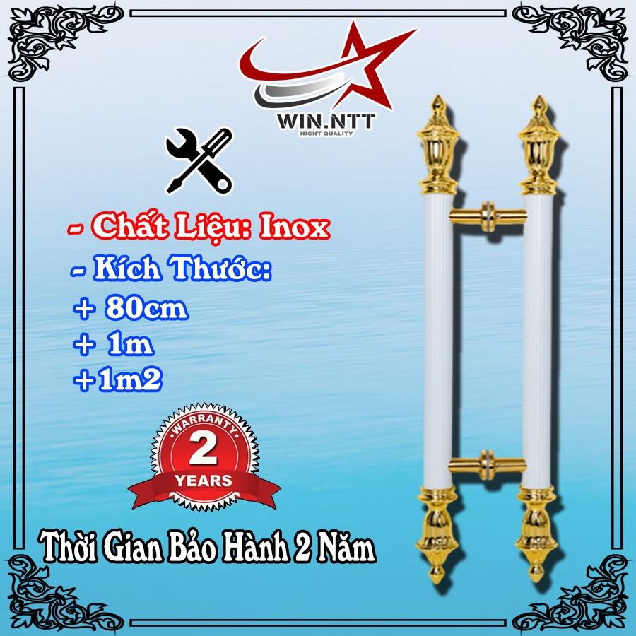 Tay Nắm Cửa Kính Cường Lực, Cửa Nhôm - Nắm Cửa Ấm Vàng Thân Trắng
