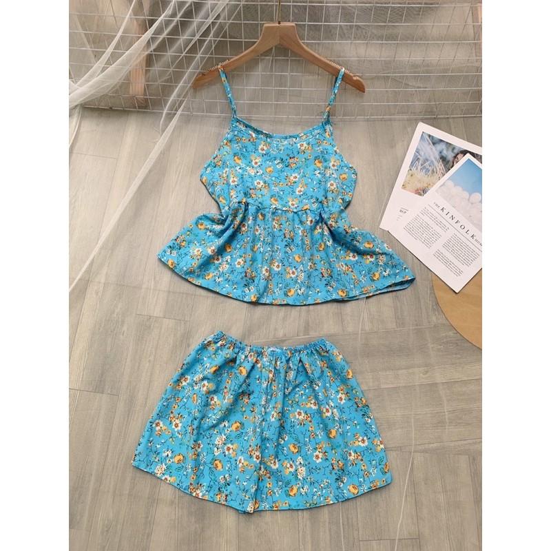 Set bộ đồ ngủ hai dây hoa nhí thoáng mát dễ thương - ảnh thật họa tiết hoa ngẫu nhiên