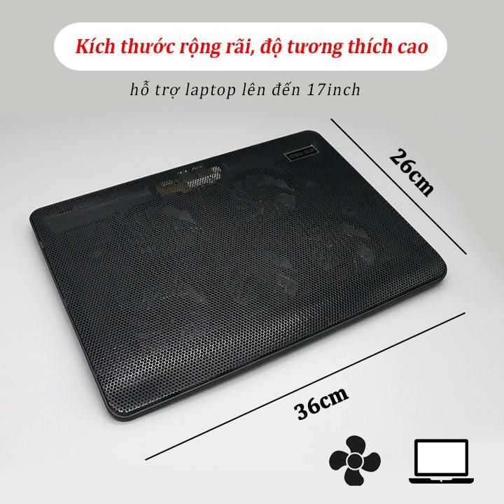 Đế Tản Nhiệt Laptop 5 Quạt Lớn Cooling Pad V5 Có Led