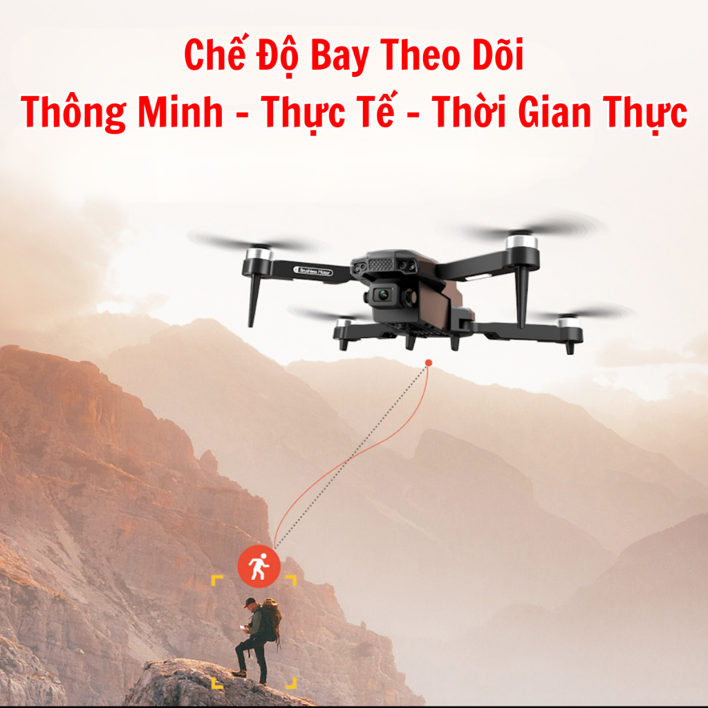 Máy bay Flycam mini 4k giá rẻ Drone F198 có 2 camera kép HD động cơ không chổi than siêu bền chịu mọi va đập, nhào lộn 360 độ Tặng túi đựng chống sốc - Hàng chính hãng