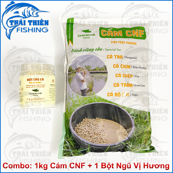 Combo 1kg Cám Câu Cá Tổng Hợp CNF, 1 Hũ Bột Câu Cá Ngũ Vị Hương Chung Nguyễn Fishing