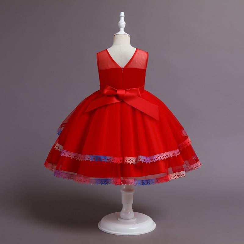 Đầm voan công chúa cho bé gái màu xanh đỏ nổi bật mặc tết sinh nhật noel dự tiệc cưới hàng Quảng Châu cao cấp