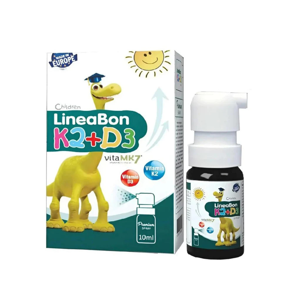 Lineabon Vitamin D3 K2 giúp bé cao lớn, ngủ ngon, giảm còi xương cho trẻ sơ sinh 10ml (xịt)