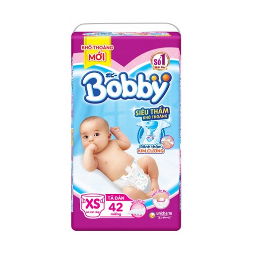 [Tặng 1 khăn ướt Bobby 100 miếng] Combo Miếng lót Bobby Fresh Newborn 1-64 + Tã Dán siêu thấm Bobby XS42