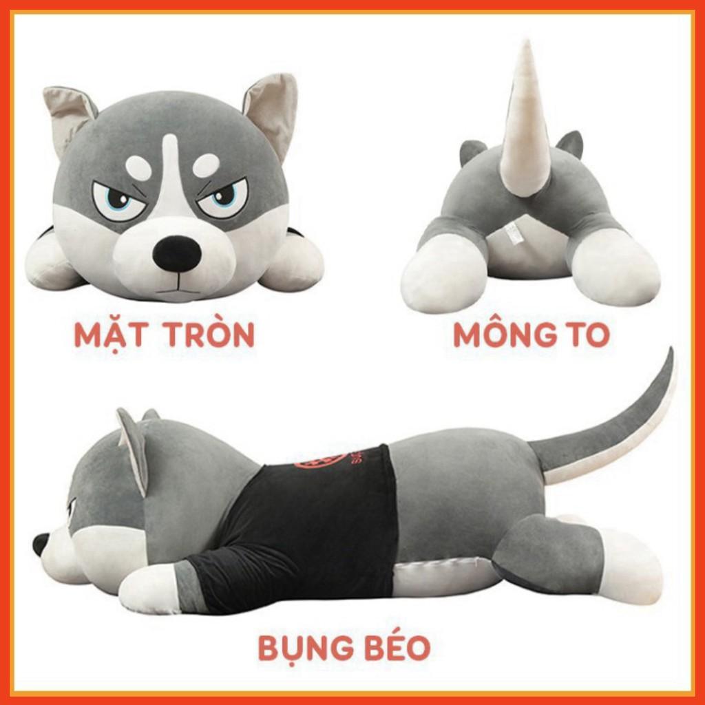 Chó Husky Bông Siêu To Khổng Lồ - Chất Liệu Lông Nhung Mềm Mịn Co Dãn 4 Chiều - Gấu Bông Chó Husky Thú Nhồi Bông Siêu To